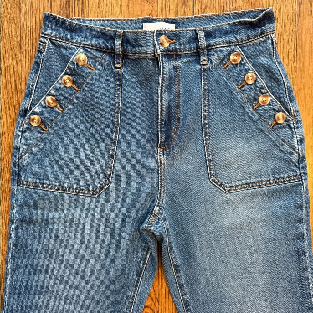 LOFT The Wide Leg High Rise Jeans – Size 28P – Button Detail - Picture 1 of 6